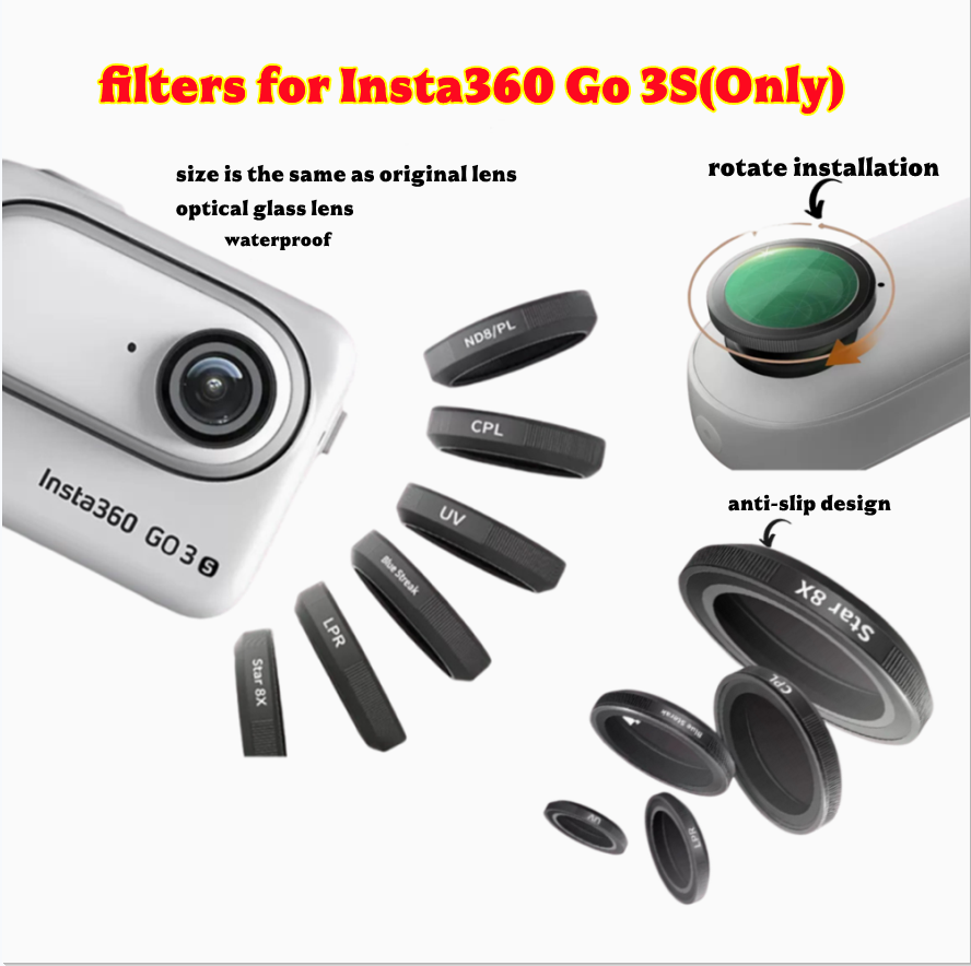 Insta360 Camera Go 3 - Filtros de lente de vidrio óptico